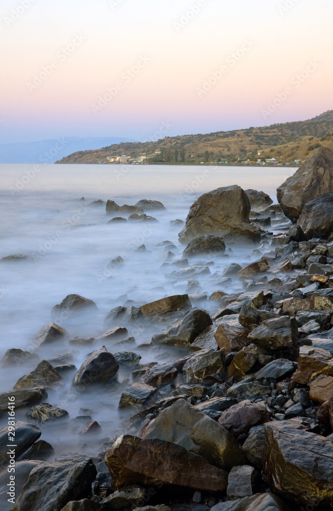 seashore with stones