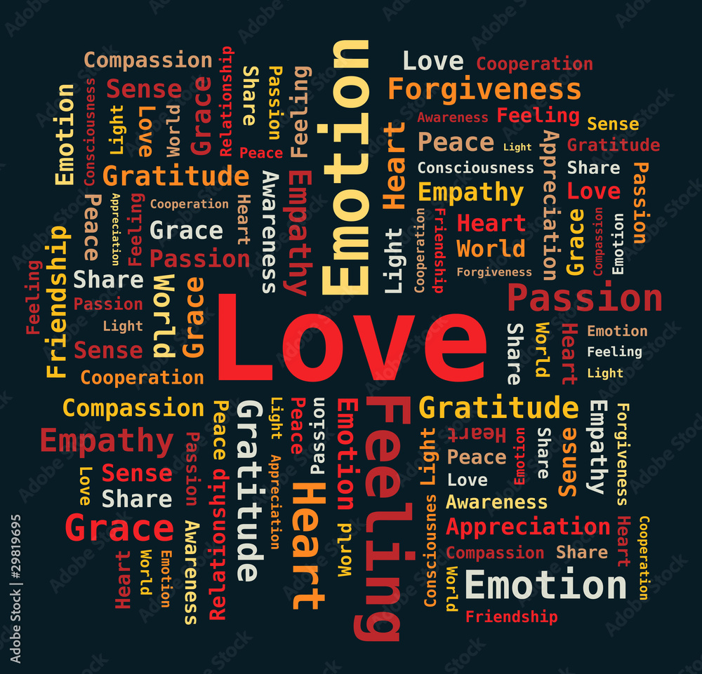 Nuage De Mots Amour Passion Coeur Gratitude En Anglais Stock Vector Adobe Stock
