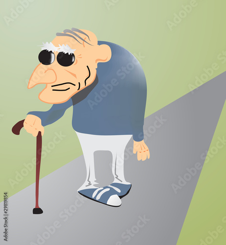 Grandfather with stick