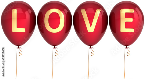 Beautiful Love balloons. Shiny Valentine's day party decoration