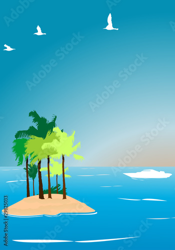 tropical island background vector illustration © zabiamedve
