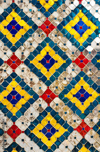 Multicolored stained glass pattern in the temple