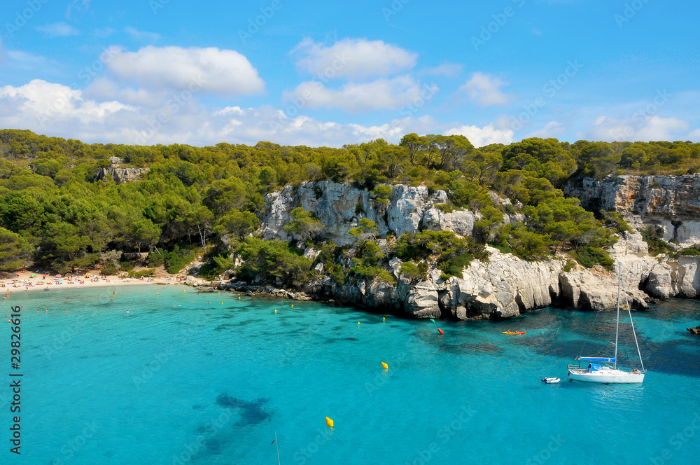 view of Macarella beach in Menorca, Balearic Islands, Spain