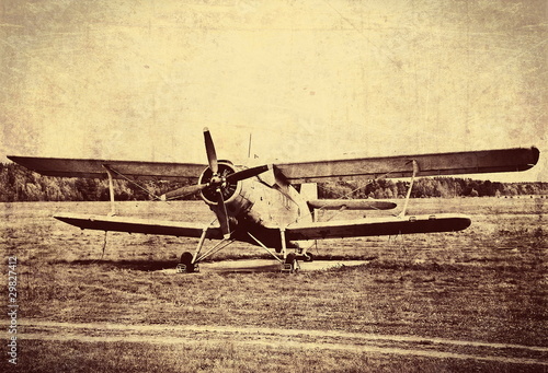 Vintage photo of an old biplane