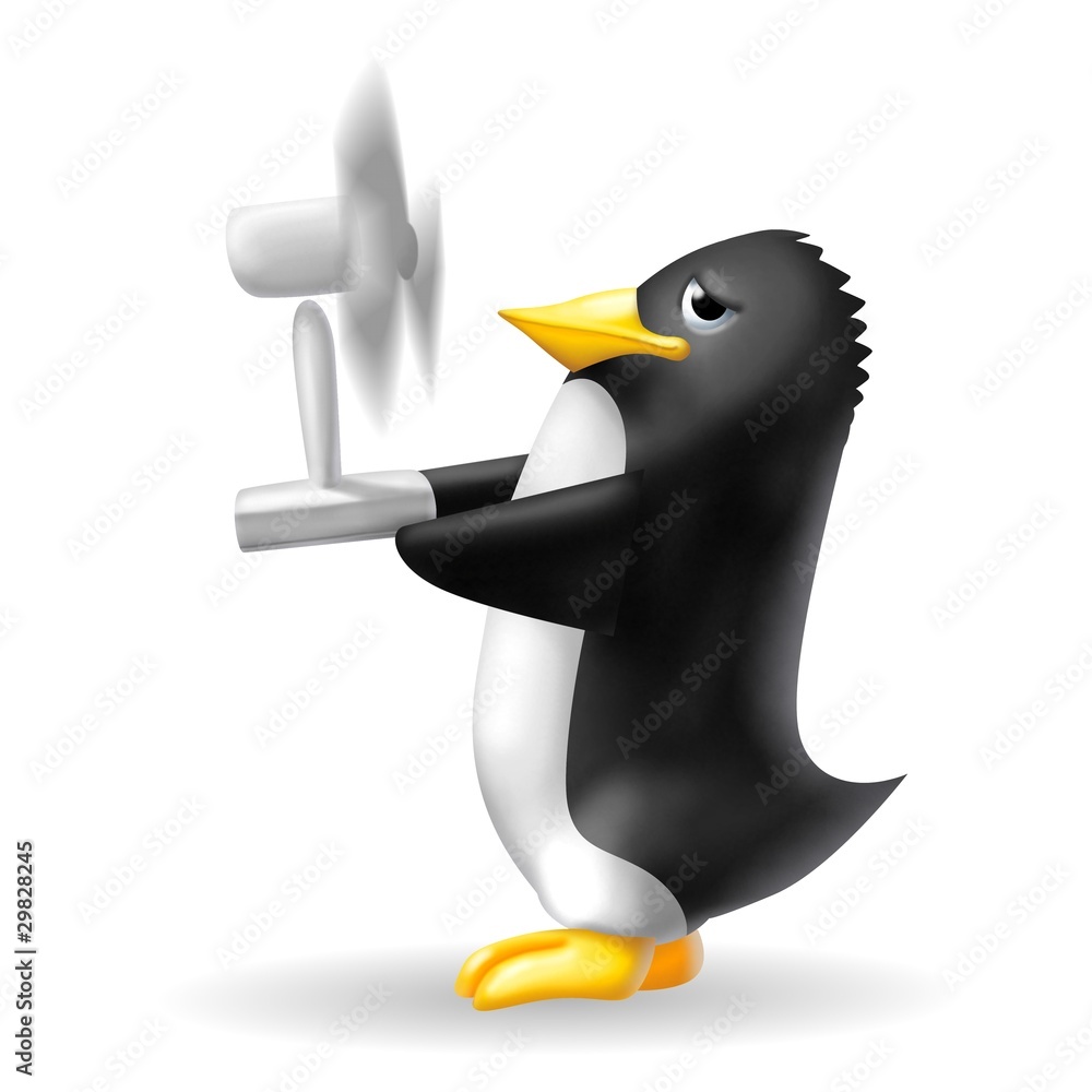 pinguino con ventilatore Stock Illustration | Adobe Stock