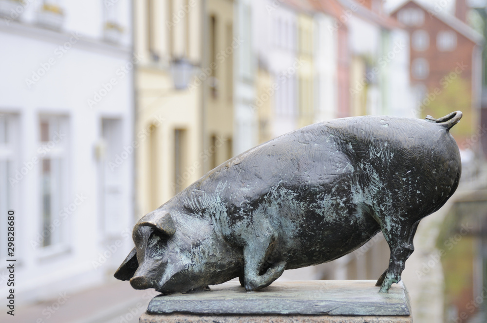 Obraz premium fröhliche Schweinchen, Schweisbrücke in Wismar