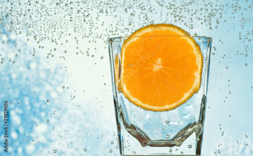 glass with orange