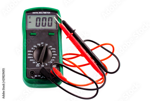 Digital multimeter with wires and plugs