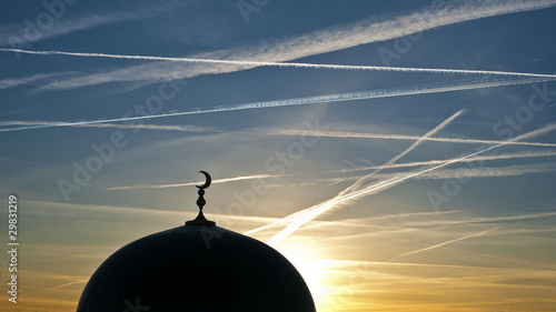 Canvas Print Mosque at Sunsat