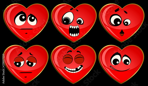 Vector set of heart mimic miens