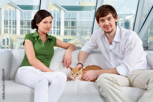 Couple and their cat