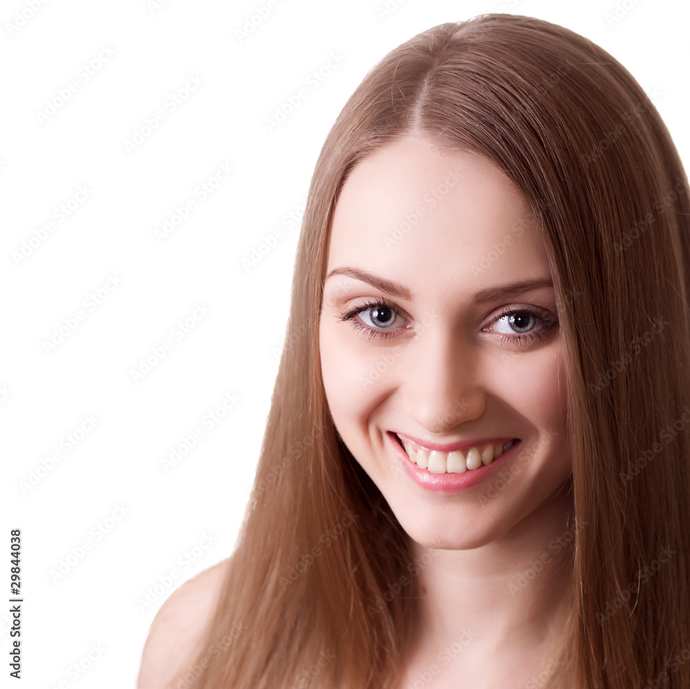 young beautiful happy woman on white background young beautiful happy woman on white background