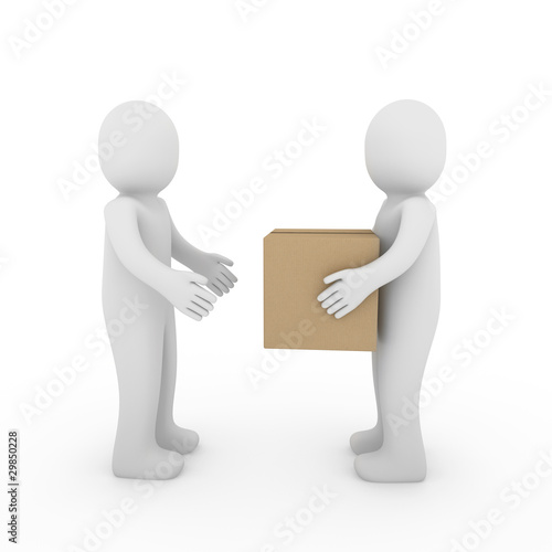3d two human package shipping box
