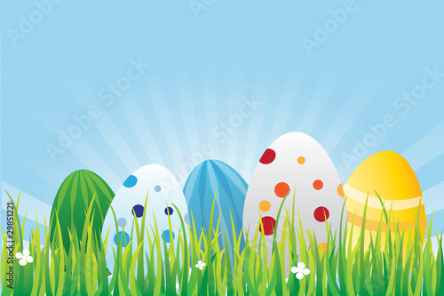 Wiese Ostereier strahlen