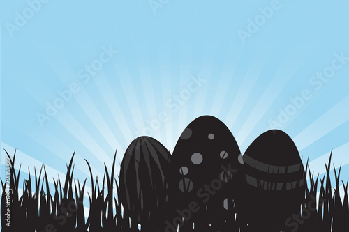 Wiese blau-schwarz Ostern