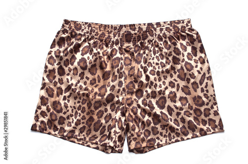 Leopard printed satin boxer shorts