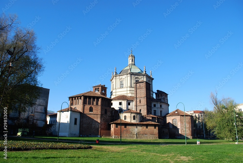 St. Lorenzo church and basilica park, Milan, Lombardy, Italy
