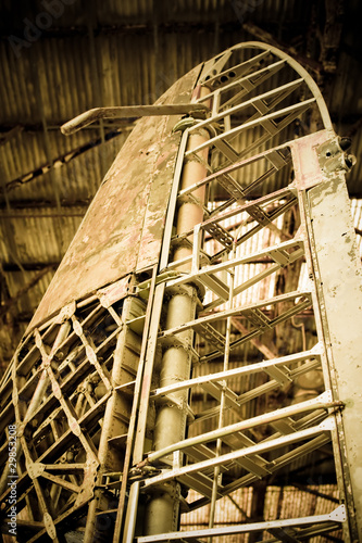 battered aircraft airframe and rudder abstract