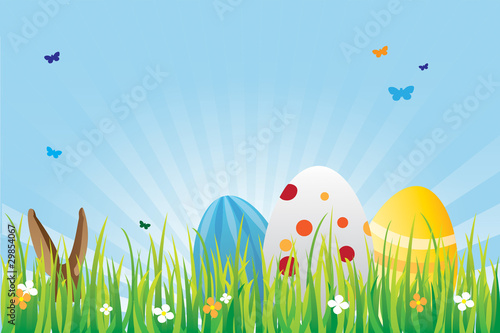Wiese Ostereier Hase