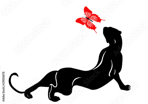 blackenning panther  with butterfly