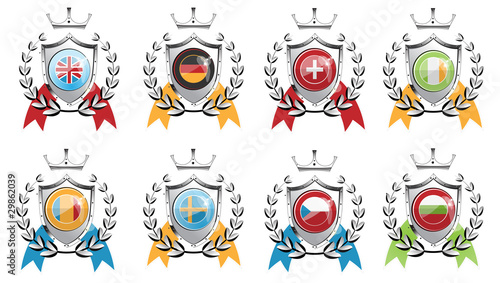 Coats of arms shield flags