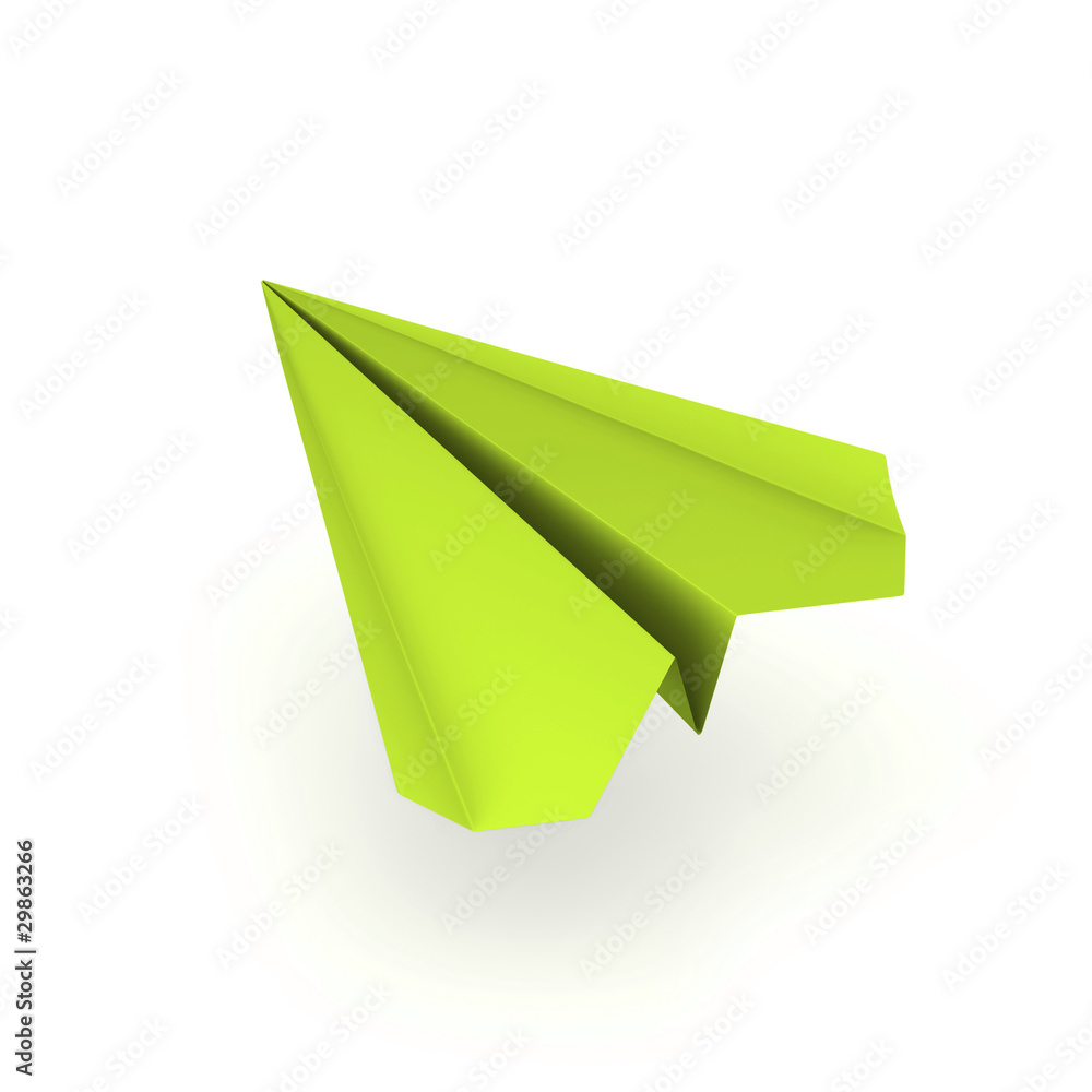 green origami plane