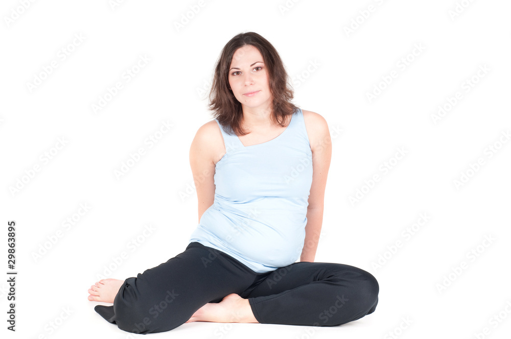 Portrait of pretty pregnant woman practicing yoga Portrait of pretty pregnant woman practicing yoga