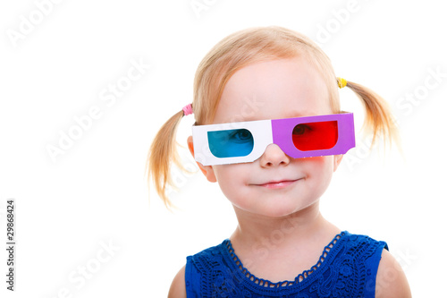 Toddler girl wearing 3D glasses