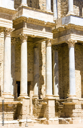 detail of Roman Theatre, Merida, Badajoz Province, Extremadura,