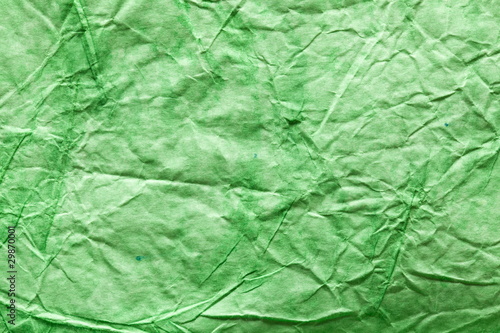 Texture image crumpled green paper.