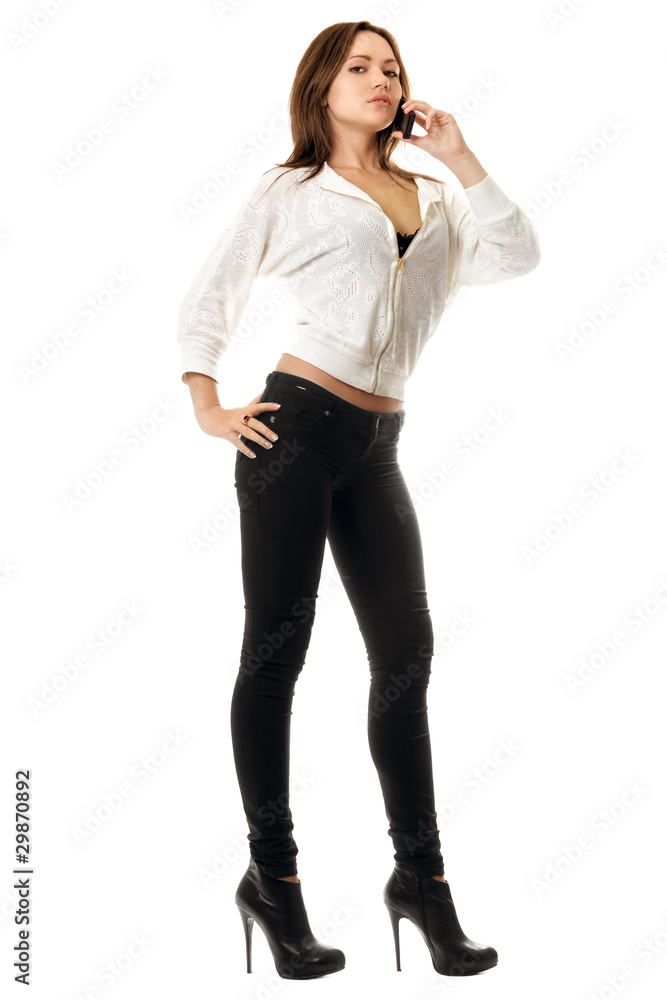 Beautiful young woman talking on the phone Beautiful young woman talking on the phone