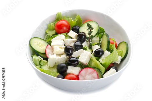 greek salad on bowl