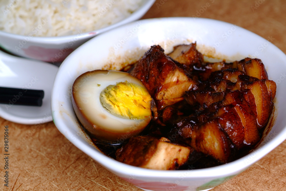 Braised pork serve with white rice - malaysian chinese food Braised pork serve with white rice - malaysian chinese food