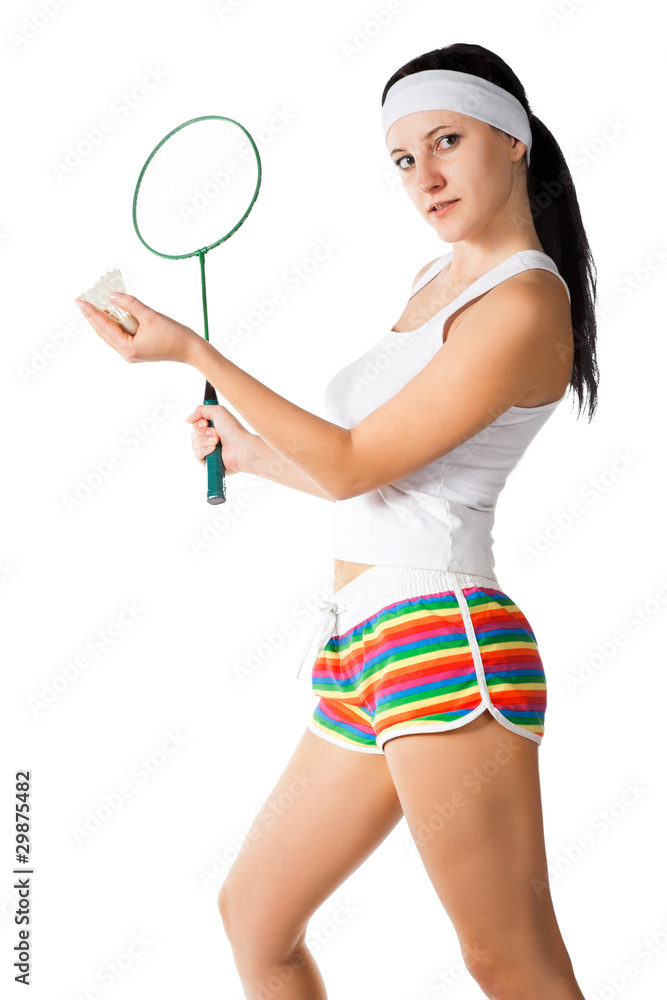 woman with badminton racket