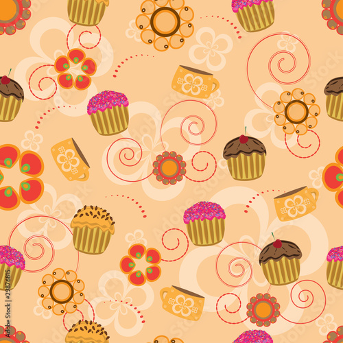 Cupcake seamless pattern