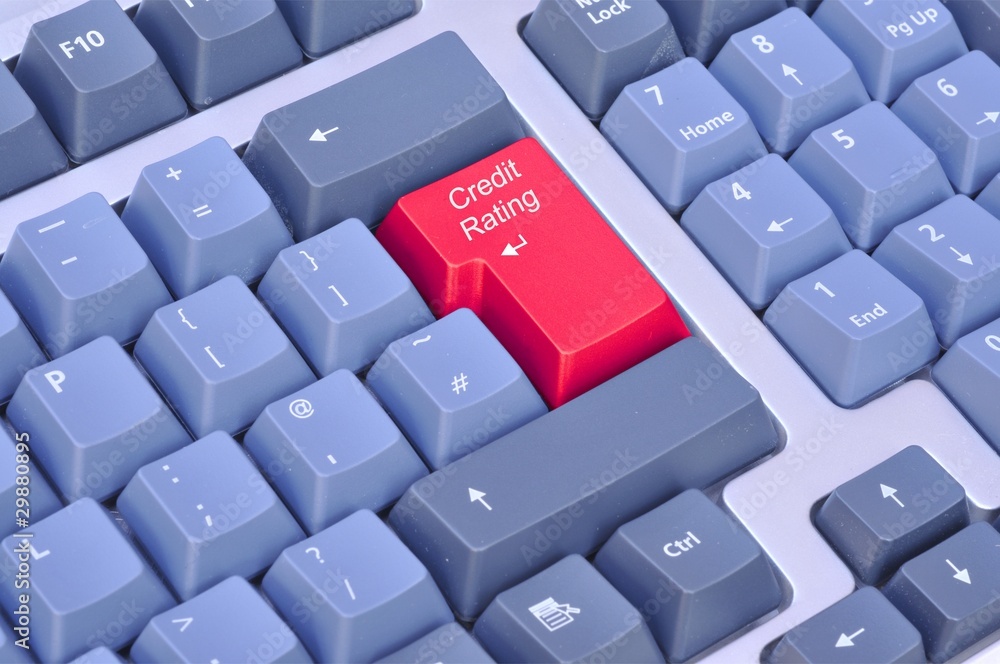 Computer keyboard with credit rating button Computer keyboard with credit rating button