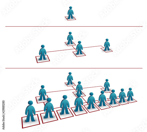 three part business network progress illustration