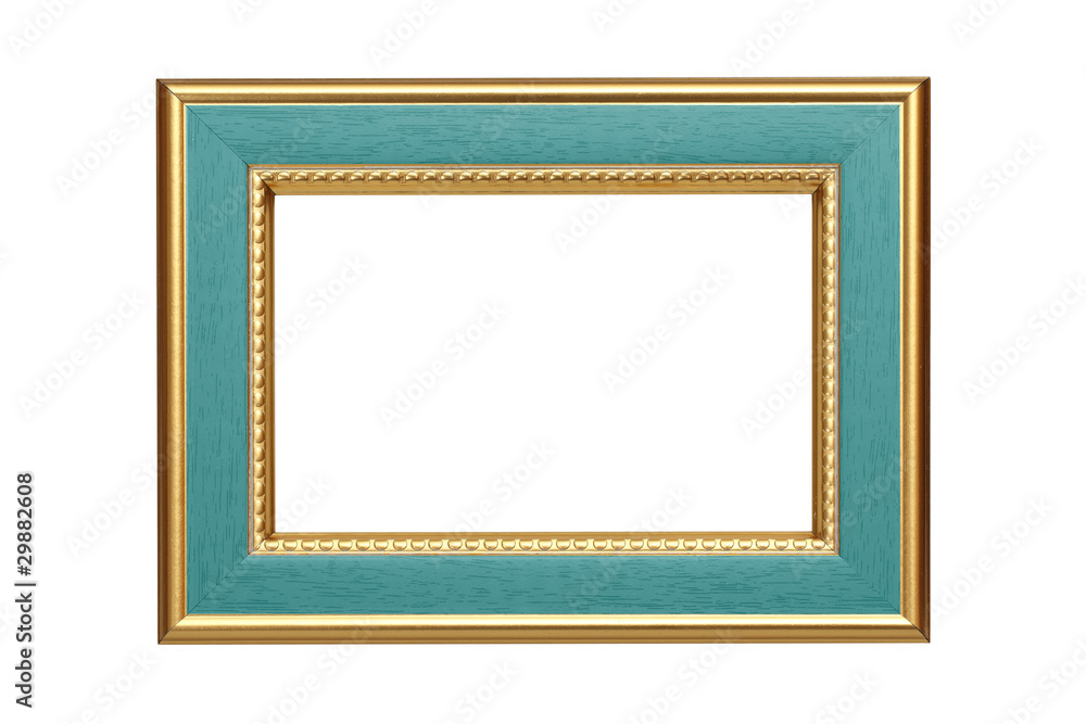 Gold-turquoise frame isolated on white background Gold-turquoise frame isolated on white background