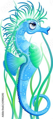 Cavalluccio Marino Cartoon-Seahorse Cartoon-Vector