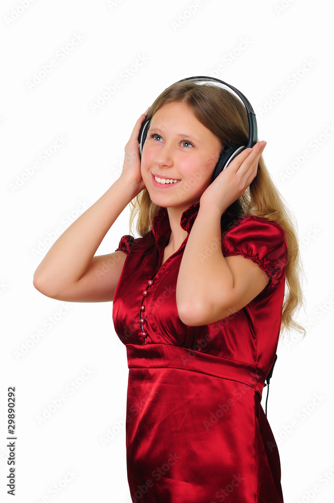 a teenage girl in studio with headphones a teenage girl in studio with headphones