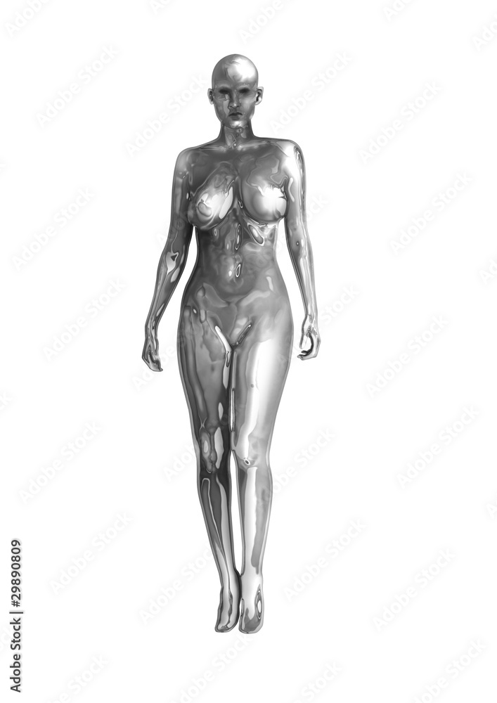 Stock image of a chrome woman isolated on white background Stock image of a chrome woman isolated on white background