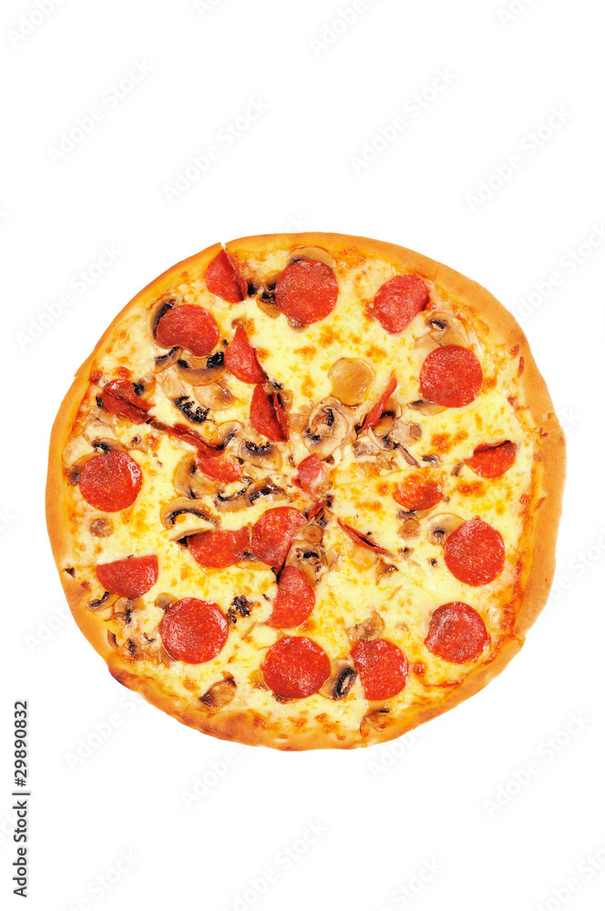 A pizza with pepperoni A pizza with pepperoni