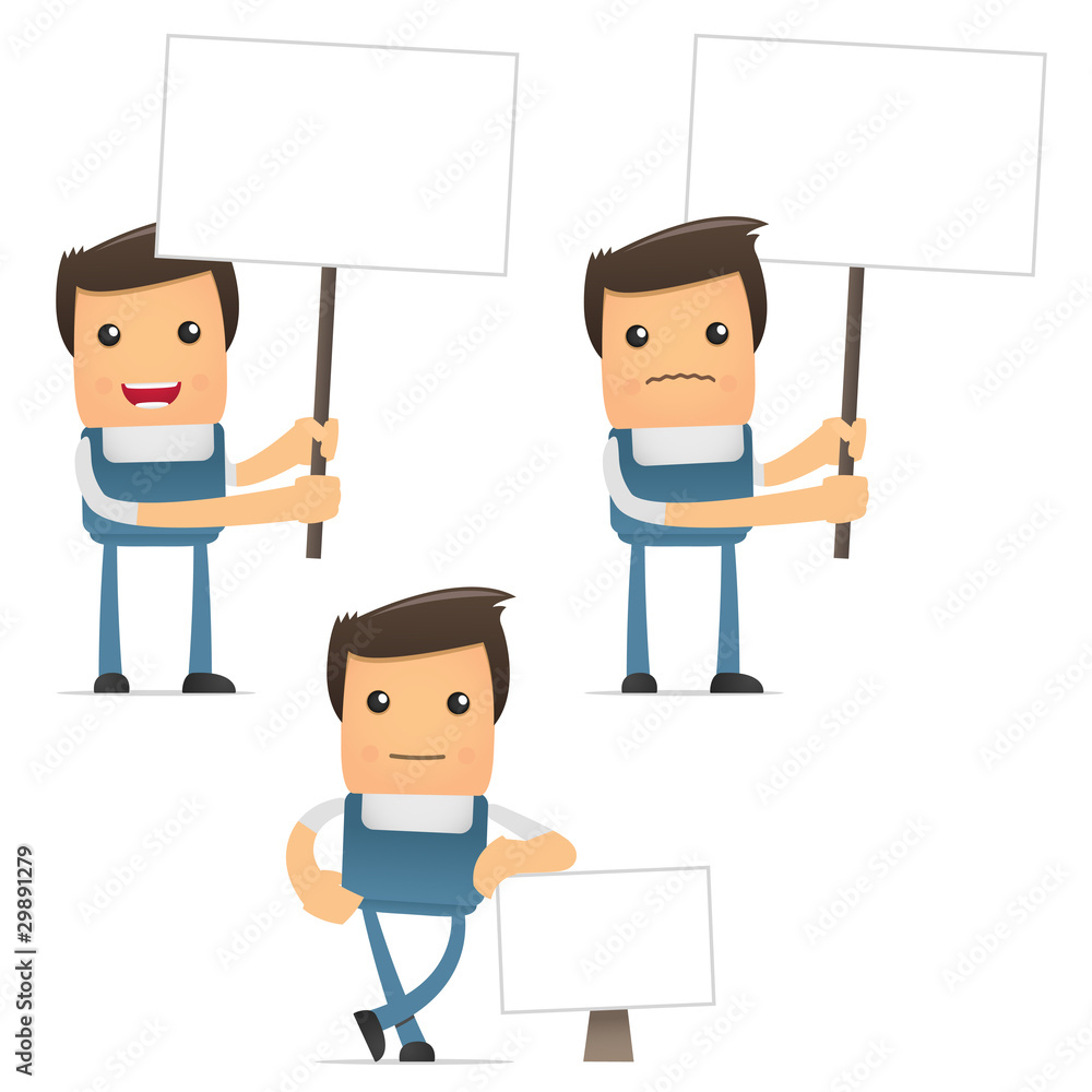 set of funny cartoon manager