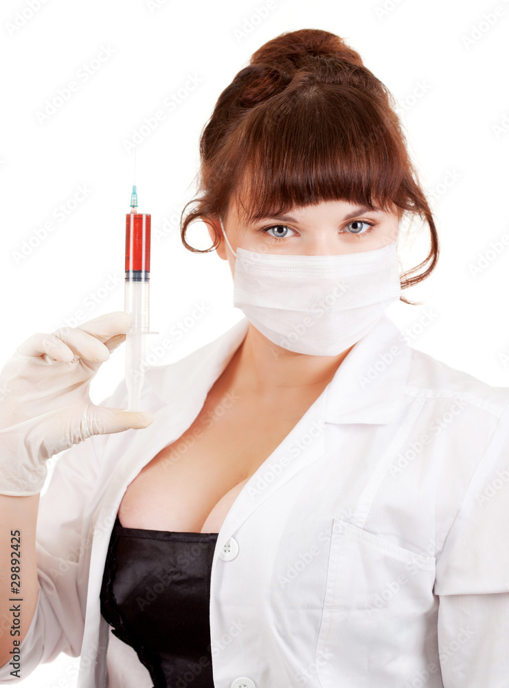 Bright picture of lovely nurse taking blood Bright picture of lovely nurse taking blood