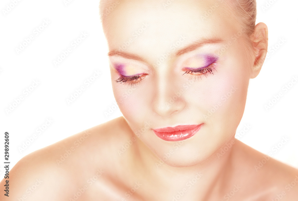 bright picture of lovely woman over white bright picture of lovely woman over white