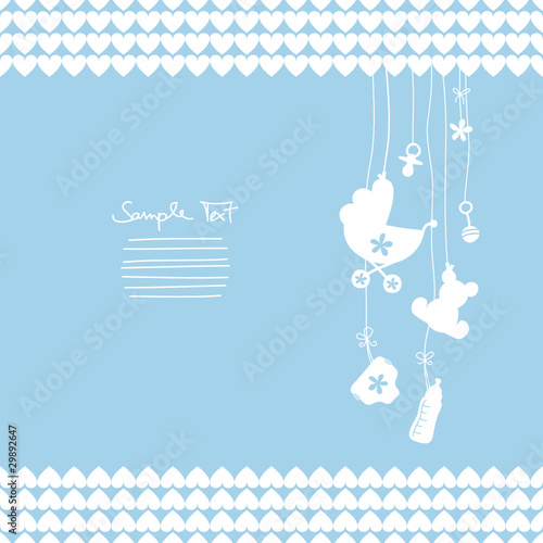 Hanging Baby Symbols Hearts Boy Blue