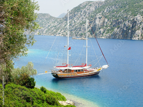 yacht in aegean sea turkey photo