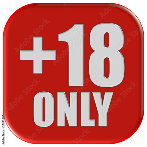 Button rot Ecken rund +18 ONLY