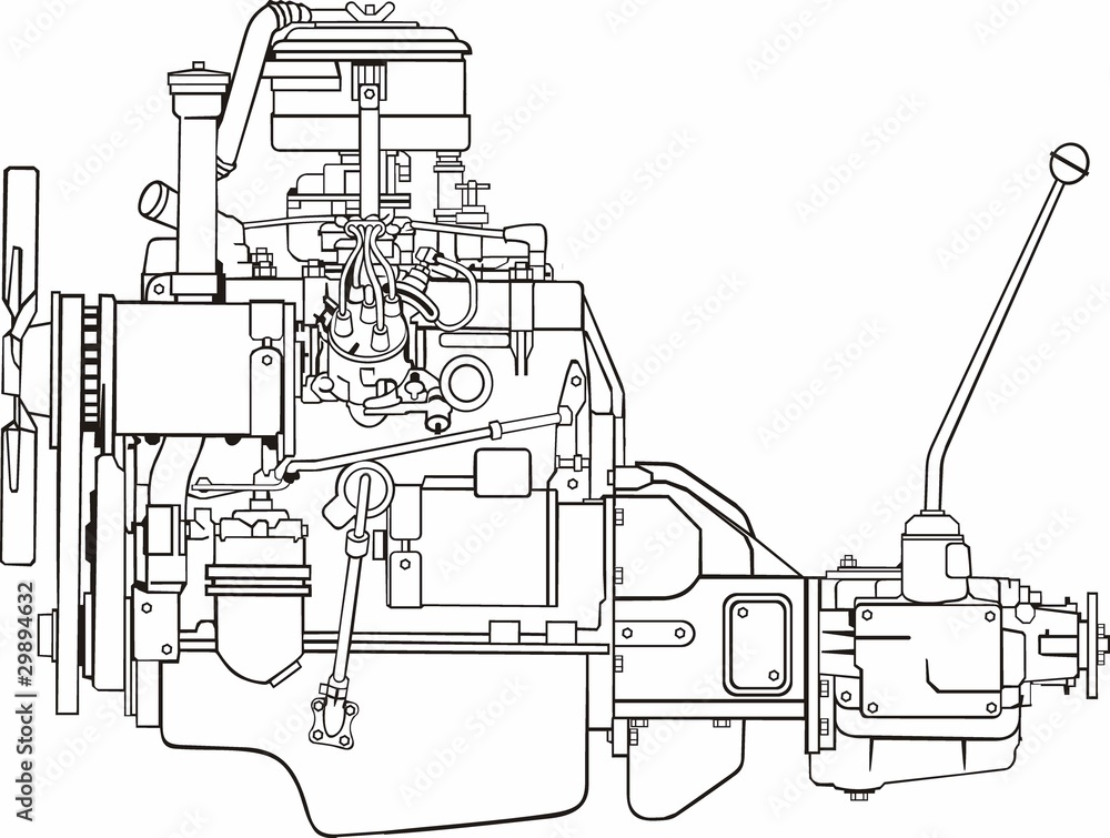Obraz premium car engine with gear box side