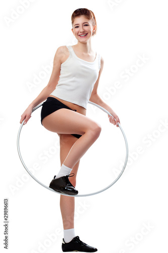 young woman with hula hoop